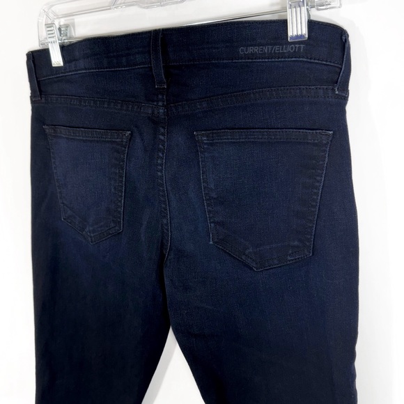 Current/Elliott Navy Blue Dark Wash Cropped Ankle Skinny Jeans Size 28 - Picture 4 of 11